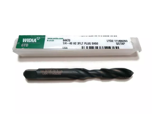 Widia GTD 1/4-40 H2 3 Flute Spiral Flute High Speed Steel Right Plug Tap USA