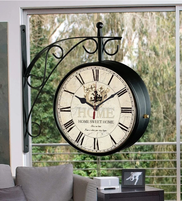 Horloge Murale Ovale Favag – Style Gare, Métal Gris/blanc, Diamètre 33cm