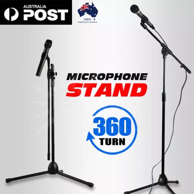 Telescopic Boom Microphone Stand Adjustable Mic Holder Tripod 1 to 2M AU POST