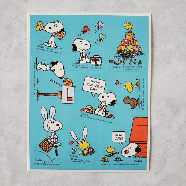 VINTAGE 1958 PEANUTS Snoopy Woodstock Easter Stickers Sheet 5.00