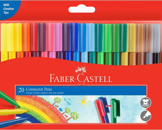 Faber-Castell F155520 Connector Pen Colour Marker 20 Pack, (11-200-A)