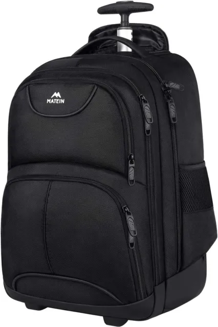 MATEIN Trolley Backpack Rucksack + Wheels 17 Inch Laptop Cabin Bag Hand Luggage