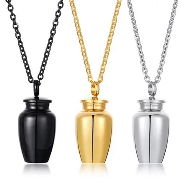 Ciondolo Collana Urna Urna Cremazione Memoriale Ceneri in Acciaio Inox - con