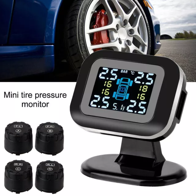 Wireless TPMS LCD Display Car Tire Pressure Monitoring System 4 External Sensors