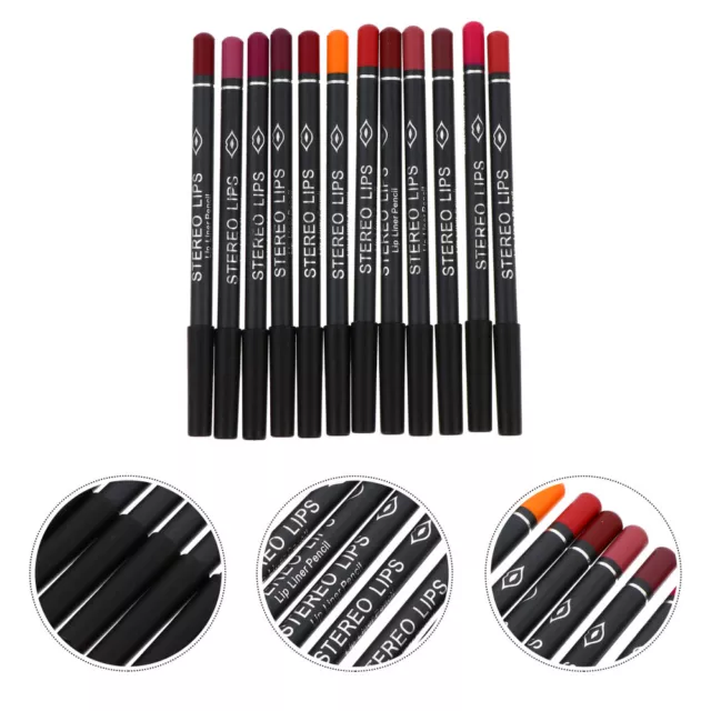 12Pcs Crayon Contour Des Lèvres Crayon À Lèvres Eye-liner Imperméable Naturel