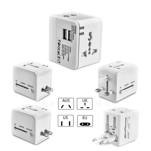 Universal Travel Adapter USB Charger UK US EU AU Plug Converter Adaptor AC Power