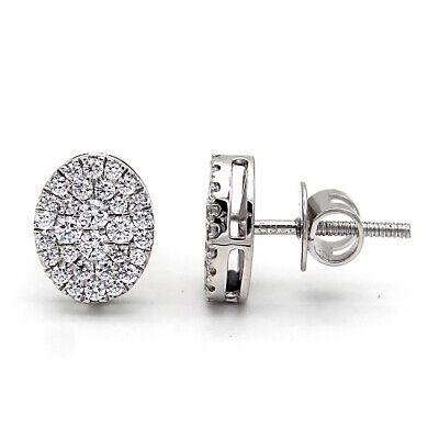 Oval Cluster Swarovski Diamond Stud Earring High Quality 14kt White gold Studs