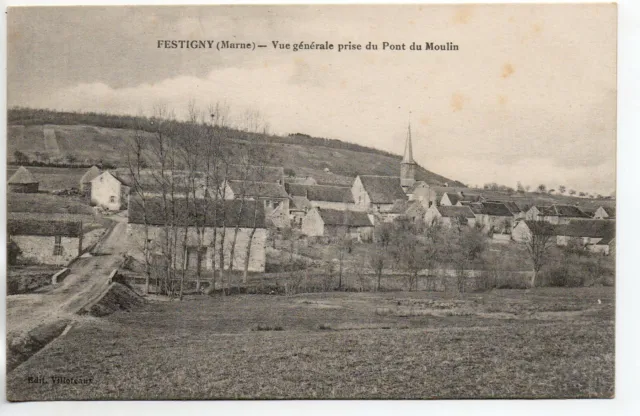 FESTIGNY - Marne - CPA 51 - vue generale prise du pont du Moulin