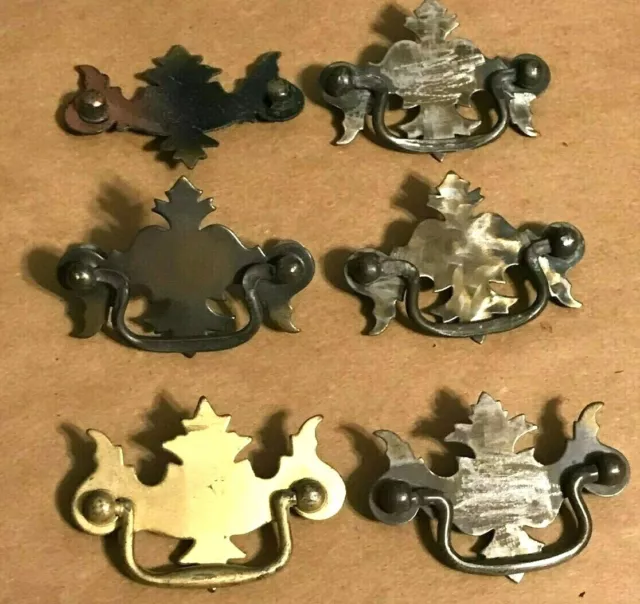 vintage (LOT OF 5) METAL DRAWER PULLS restoration DRESSER/CABINET ornate wow *20