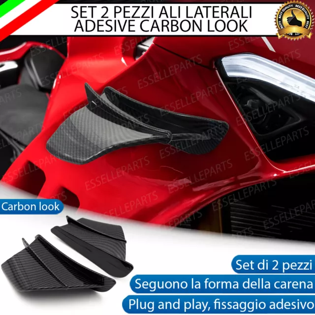 Set 2 Spoiler Ali Laterali Adesivi Carbon Carena Moto Per Ducati Panigale 1199