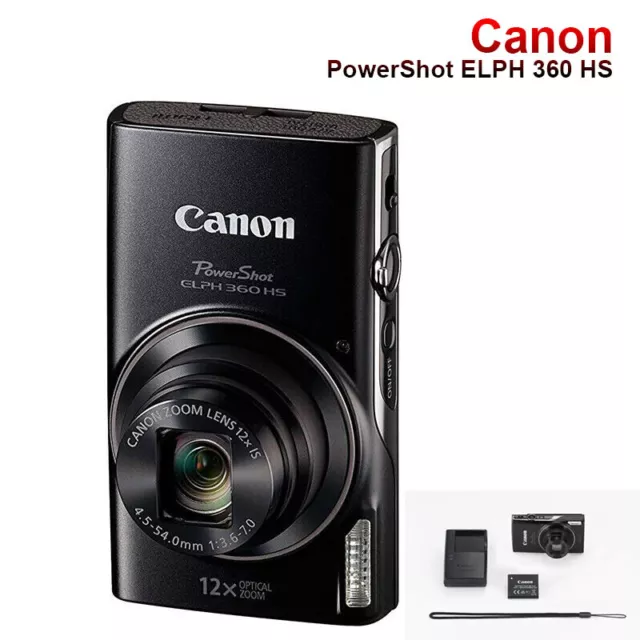 Canon PowerShot ELPH 360 HS 12X Optical Zoom Digital Camera- Fast Free Shipping