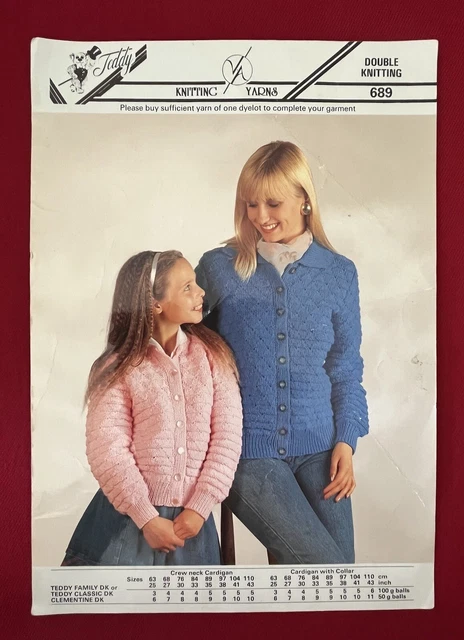 PRE-OWNED KNITTING PATTERN - Teddy 689 - Mother Daughter Cardigans - 25 ...