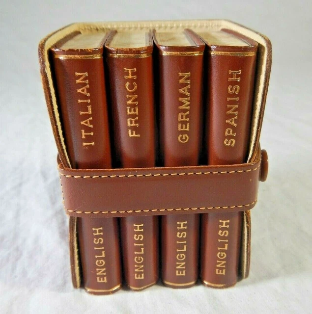 BURGESS & BOWES Leather Midget Dictionary Set Spanish French