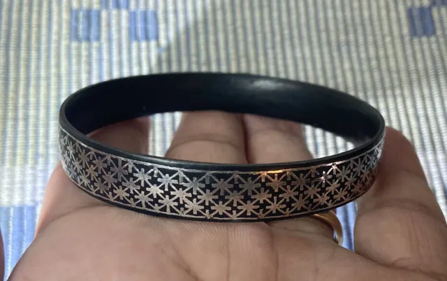 antikes Armband aus geschwärztem Silber, handgefertigt, Niello-Arbeit,...