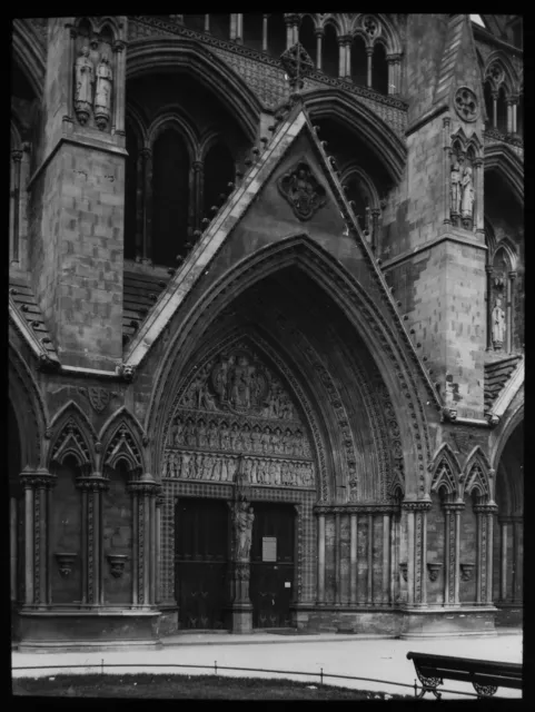 ANTIQUE Magic Lantern Slide WESTMINSTER NORTH PORCH C1910 PHOTO LONDON