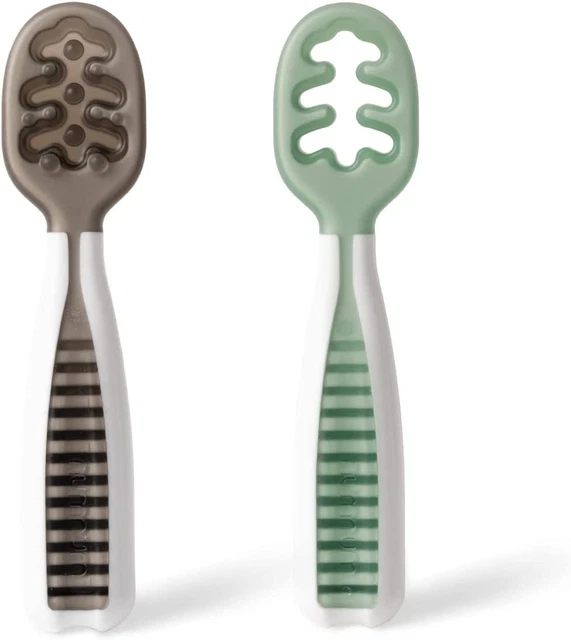 Cuillères Bébé Apprentissage | 2 Pre Cuillères En Silicone (Étape 1 + Étape 2) |