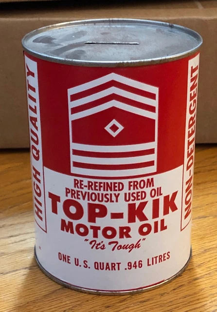 Vintage Piggy Bank "Top-Kik" Motor Oil Empty Original 1960's Unused Old Stock