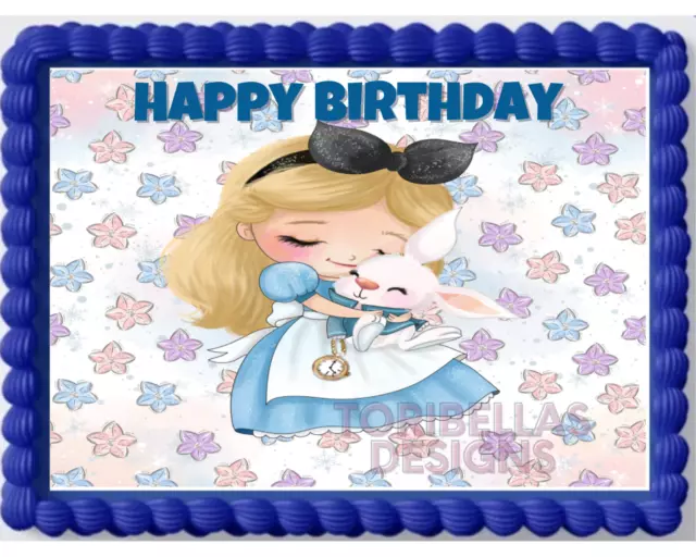 ALICE WONDERLAND EDIBLE Image Edible Happy Birthday Cake Topper Sticker …