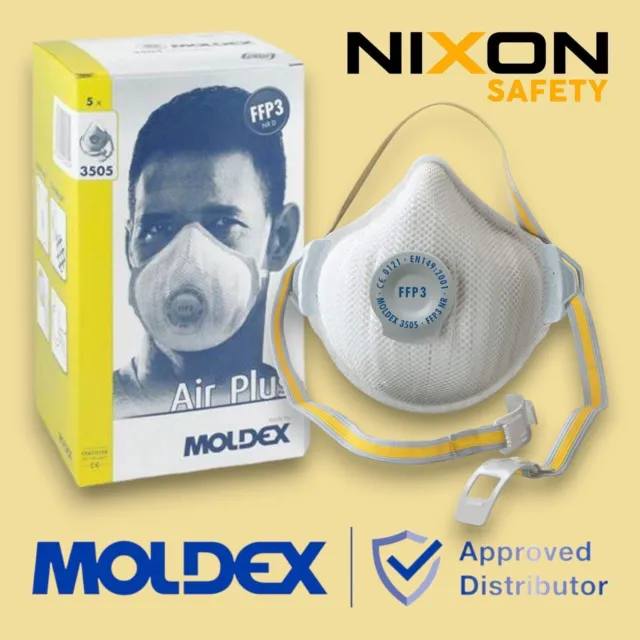 FFP3 Half Mask Moldex 3505 Air Plus NR D Valved Face Masks Respirator - Box of 5