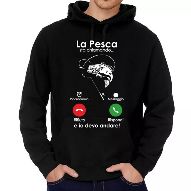 Felpa Cappuccio La Pesca Sta Chiamanto Carpfishing Maglietta Pescatori Iphone