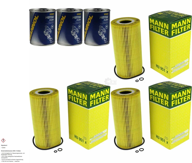 3x Originale Mann Filtro Olio Hu 951 X+ 3x Sct Motore Rosso Lavaggio Motore