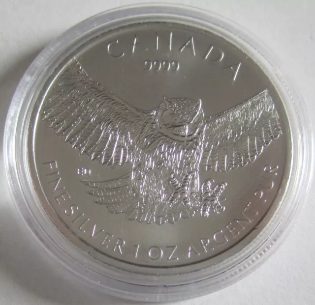Canada 5 Dollars 2015 Birds of Prey Great Horned Owl 1 Oz Silver