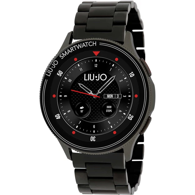 Mens Smartwatch LIU JO LUXURY VOICE SWLJ076 Stainless Steel Black Touchscreen