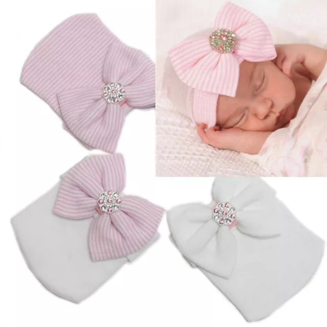 Cappello ospedale neonato fiocco di cotone morbido elastico berretto neonato bambina bambino bambino 3