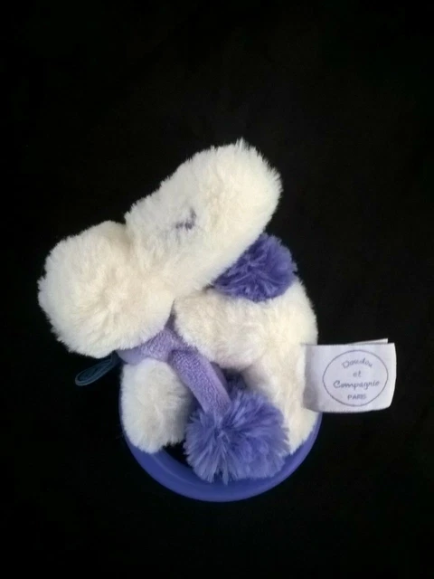 Doudou Et Compagnie Hochet Lapin Pompon Lavande Mauve Blanc Violet Neuf