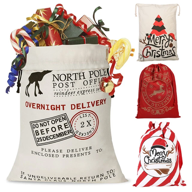 Extra Large Christmas Hessian Santa Sack Vintage Rustic Drawstring Gift Bag Xmas