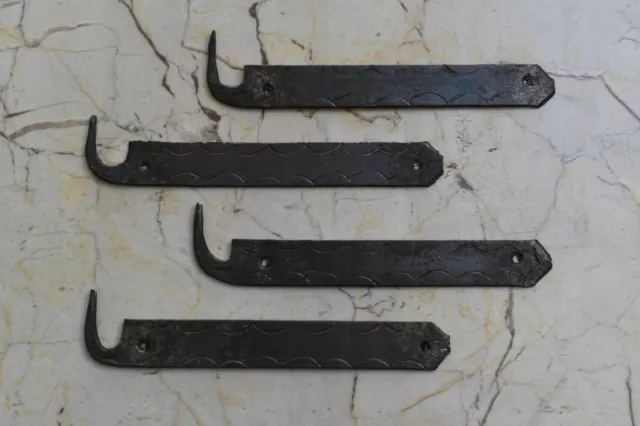 Vintage iron handmade french gate door hinges head barn rusty Farm decor 4 Pcs
