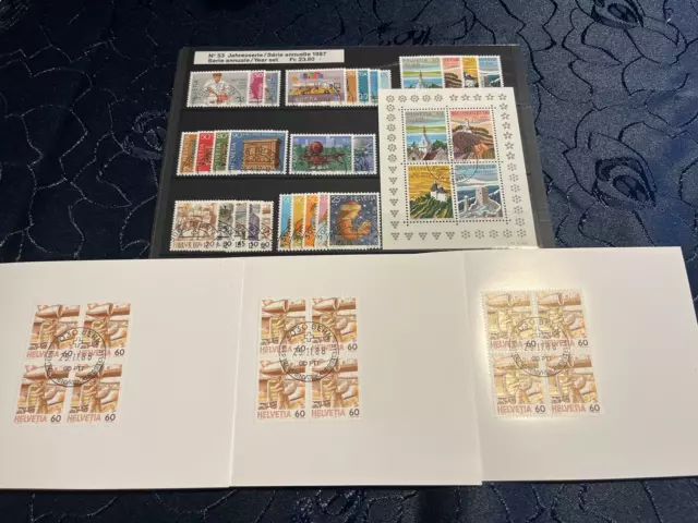 Briefmarken Schweiz gestempelt Jahresserie 1987 saubere Stempel Helvetia Lot