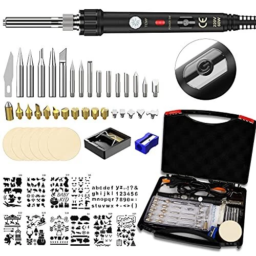 Kit Pirografia Legno 52 Pezzi Ockeyed temperatura Regolabile 200~480 °C Set P...