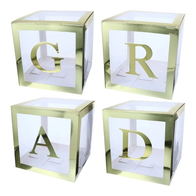 4pcs Grad Party Balloon Box Balloon Holder Letter Square Case Fotography Prop