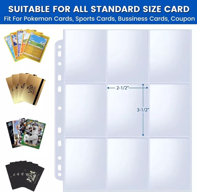 Trading Card Album Binder Protector Pages Sleeves 9 Pocket x 10 Sheets Baseball