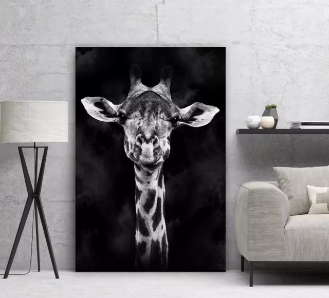 Giraffe Wandbild Abstrakt Leinwand Tier Bilder Wanddeko schwarz weiss