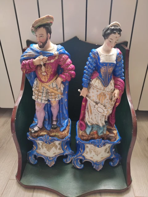 Ancienne paire de figurines personnages  porcelaine Paris XIX siècle