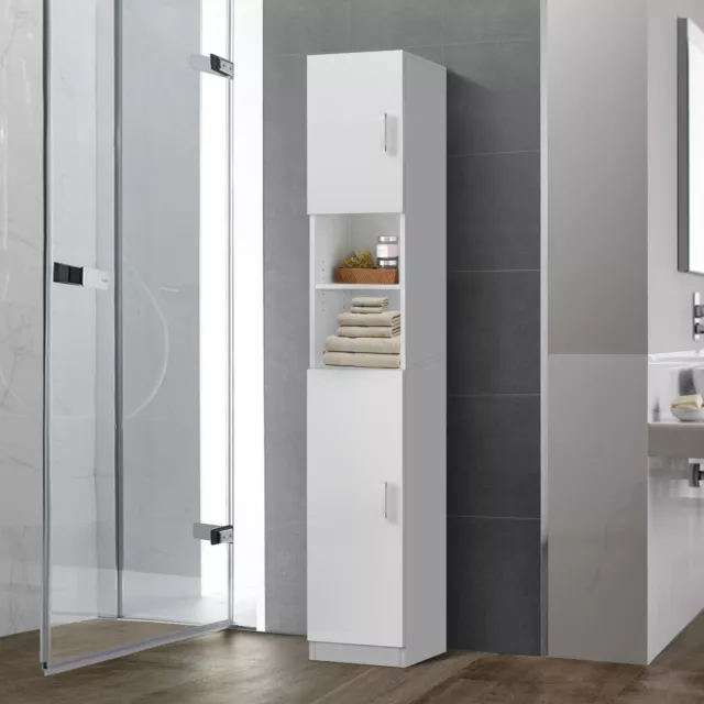 Armario para baño mueble alto 2 puertas 6 compartimentos blanco 30x190x25cm