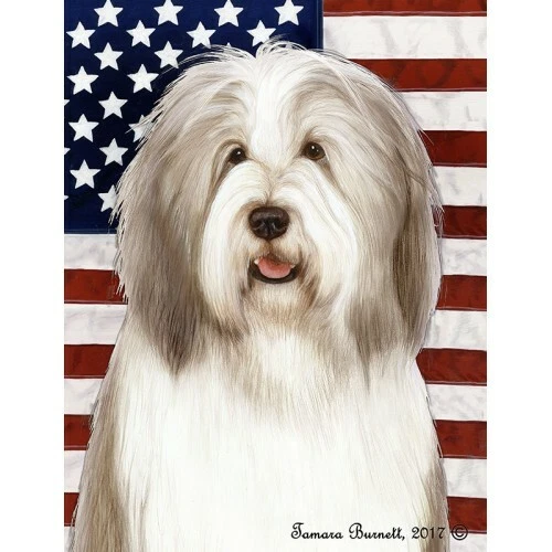 Patriotic (D2) House Flag - Fawn and White Bearded Collie 32483