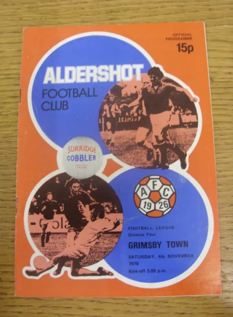 04/11/1978 Aldershot v Grimsby Town  (folded).  We are pleased to be able to off