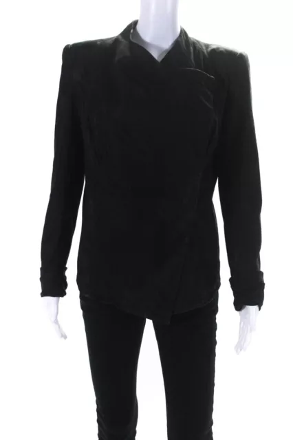 Helmut Lang Women's Leather Long Sleeve One-Button Jacket Black Size M