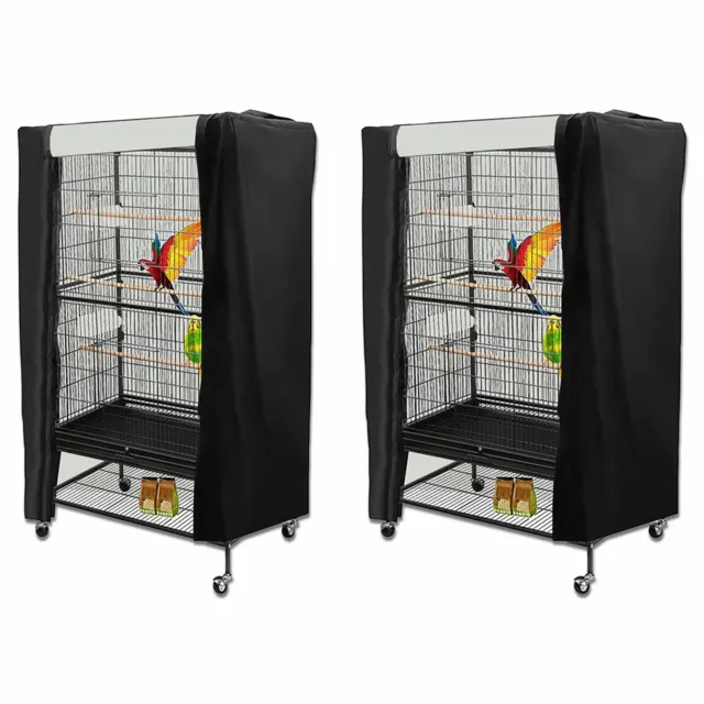 Cubierta de jaula para pájaros de tela de sarga premium diseño negro con 2 opciones de tamaño