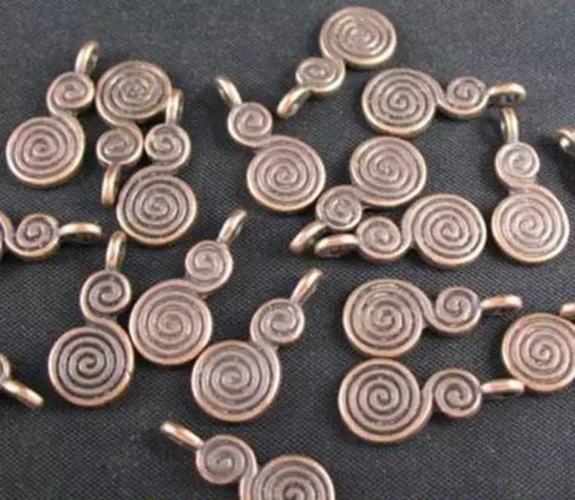 90 x Colgante Doble Espiral Cobre Envejecido - Double Spiral Aged Copper Pendant