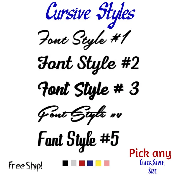 CURSIVE CUSTOM TEXT Vinyl Decal Sticker Script Personalized Lettering