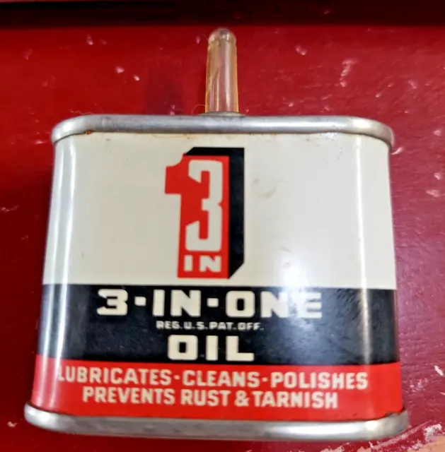 3 In One Oil Can Handy Oiler 1 fl oz Tin Vintage USA