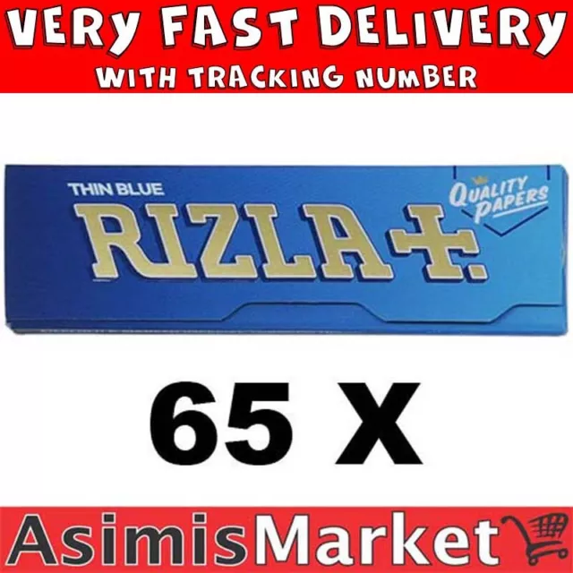 Rizla Blue Thin Rolling Papers 65 Packs No Box=3250 Sheets Regular Small Size