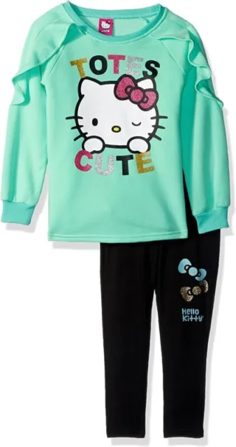 Hello Kitty Little Girls 2-Piece Mint Sweatshirt & Legging Set Size 5/6