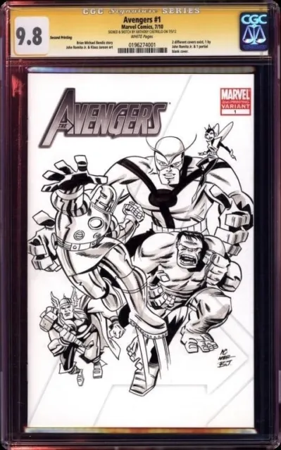The Avengers #1 Cgc SS 9.8 Avengers Team Sketch (Marvel, 2010) Anthony Castrillo
