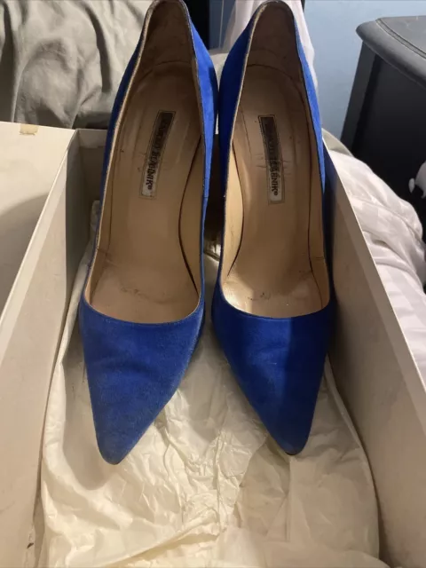 Manolo Blahnik BB Pumps Blue Suede Size 40.5