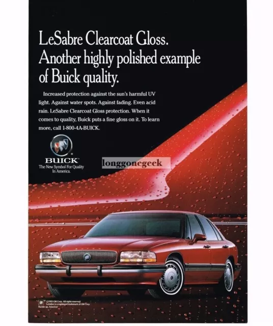 1993 Buick LE SABRE Torch Red 4-door Sedan VINTAGE Print Ad
